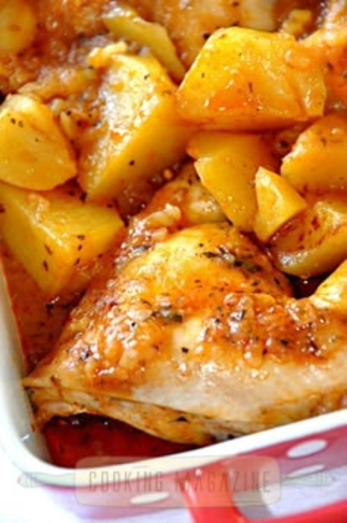 Un rico pollo con tomate