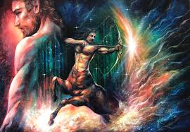 Sagittarius, the ninth sign of the zodiac, is depicted as an ...